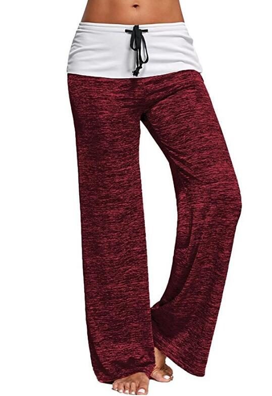 SZ60026-2 Женские свободные леггинсы для йоги с широкими штанинами Foldover Heather